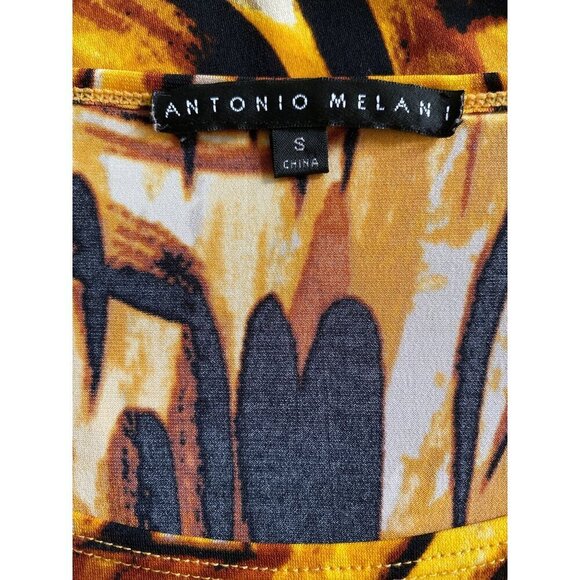 Antonio Melani Abstract Sheath Dress, Brown Yellow Short Sleeve Women’s Size S - Picture 8 of 9